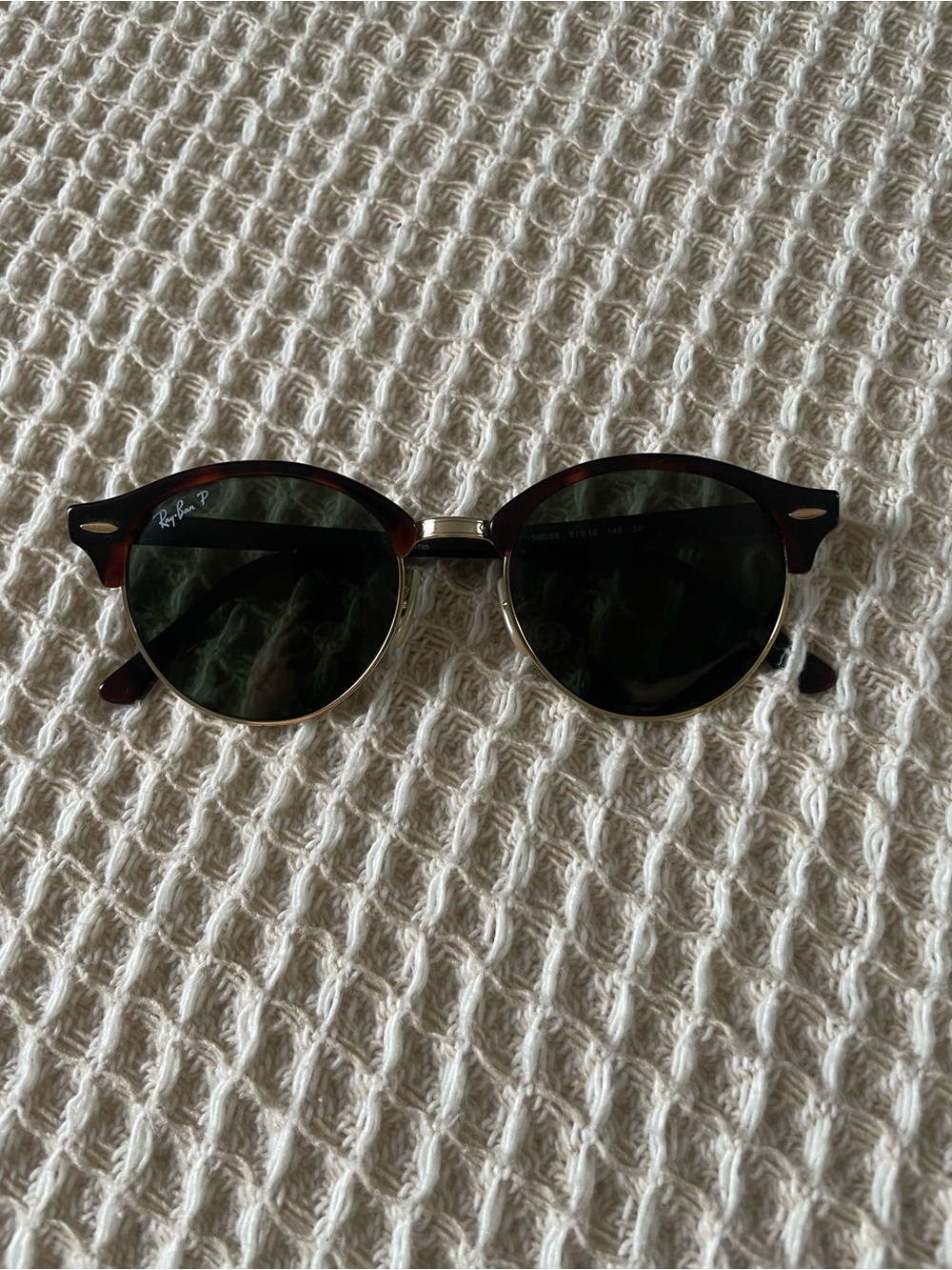 Ray-Ban Tortoiseshell & Gold Round Sunglasses with Green Lenses